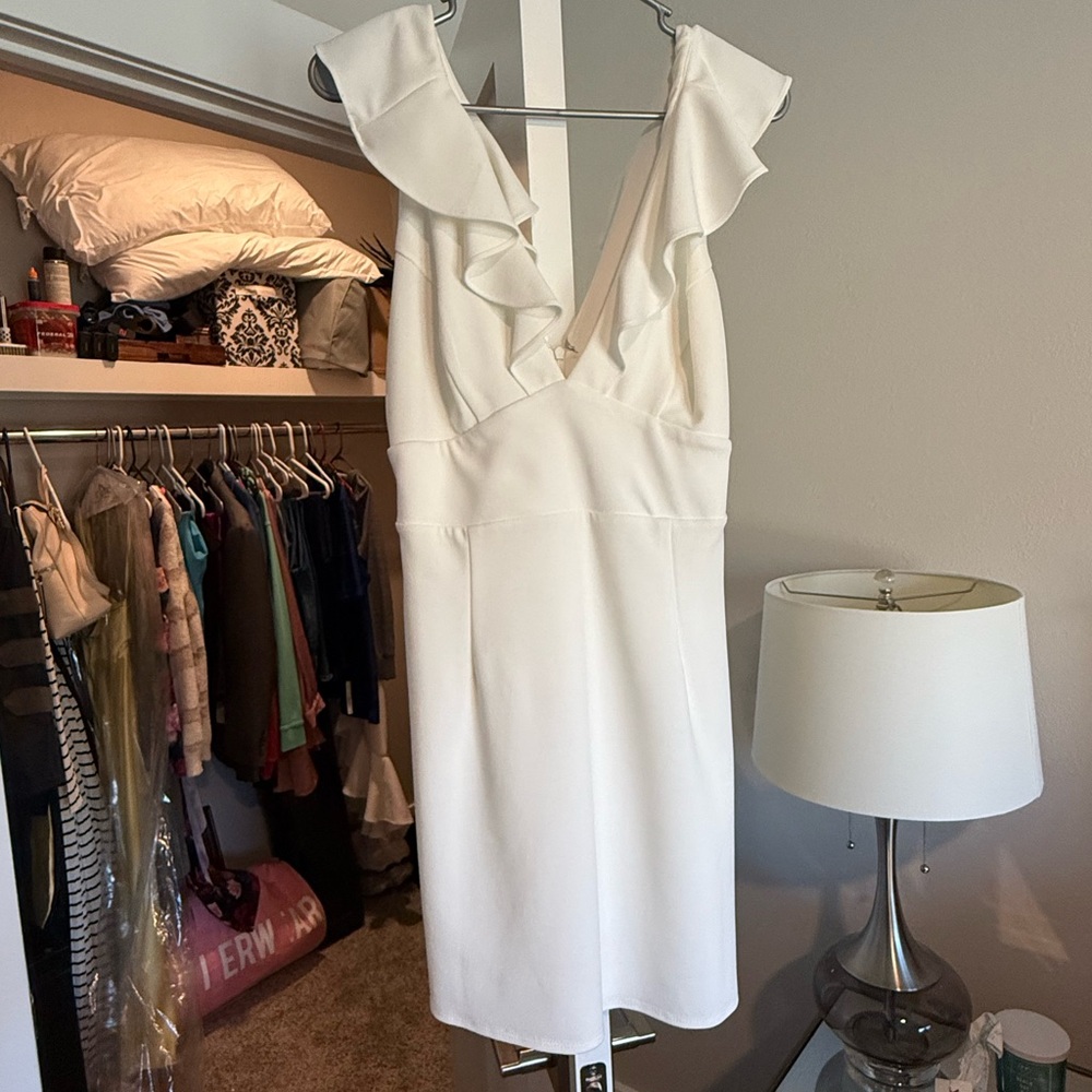 Elegant White Dress with Ruffle Accents